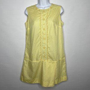 Vintage 60s Mod Lady Madeira Floral Embroidered Yellow Playsuit Romper